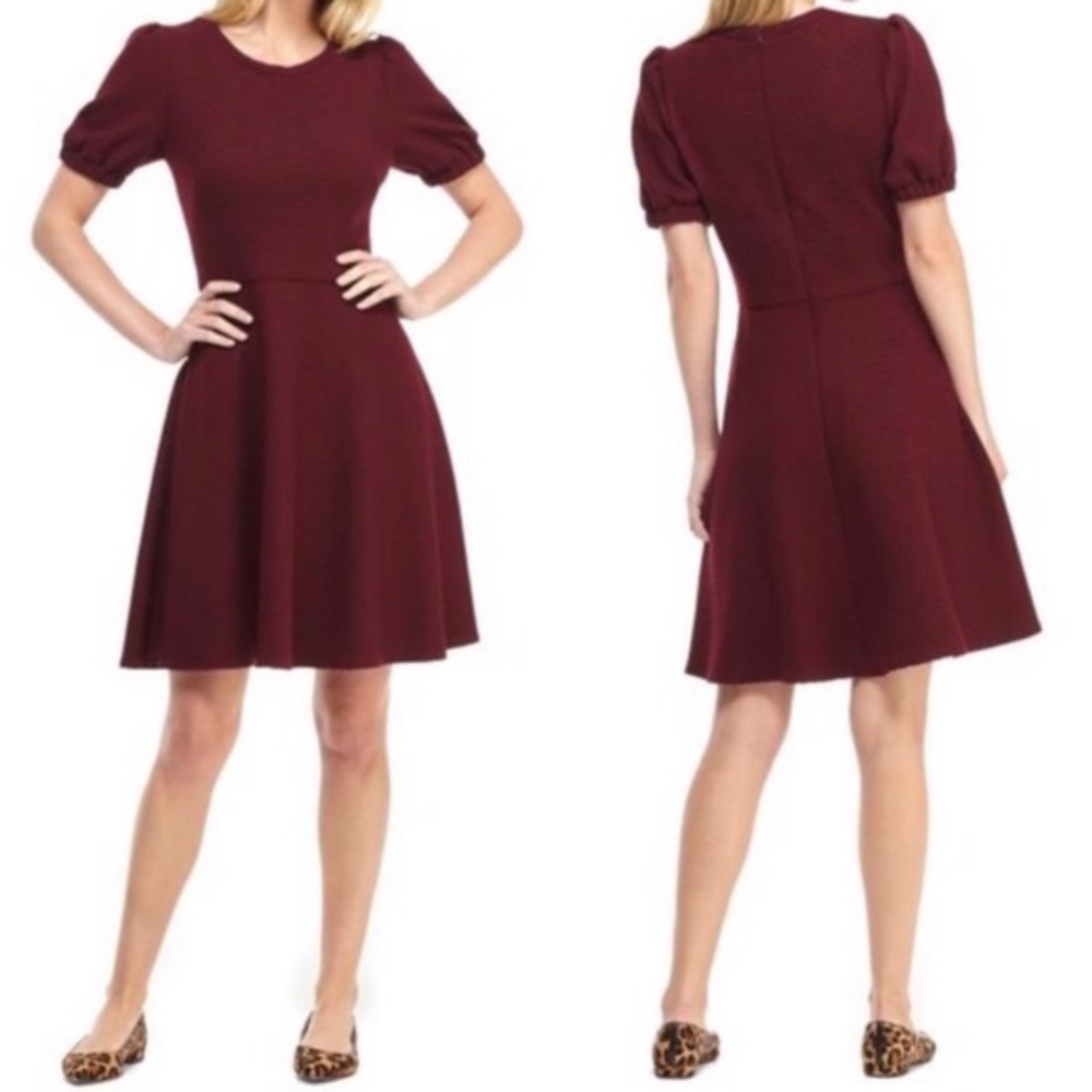 Gal Meets Glam Collection Kristen Burgundy A-Line Fit Flare Dress 4